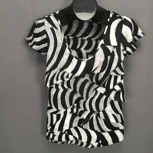 Worthington Top Shirt Size Medium Black White